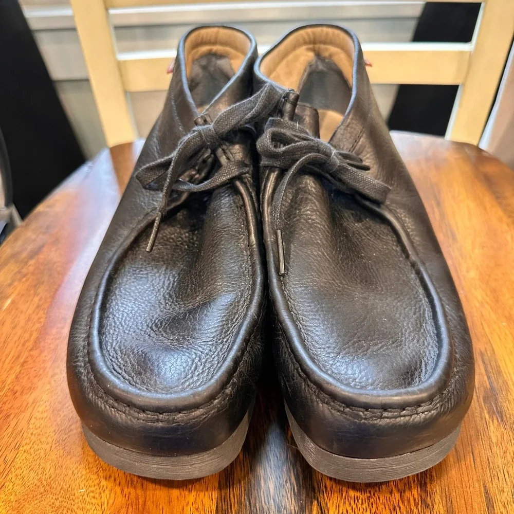 Clarks Wallabee Boot Mens Black Pebbled Leather Moc Toe Lace Up Shoes 10.5